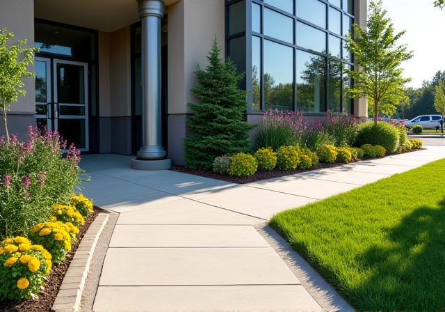 Professional commercial landscaping enhancing business property appearance