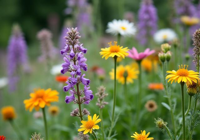 Bee and butterfly-friendly garden with native wildflowers